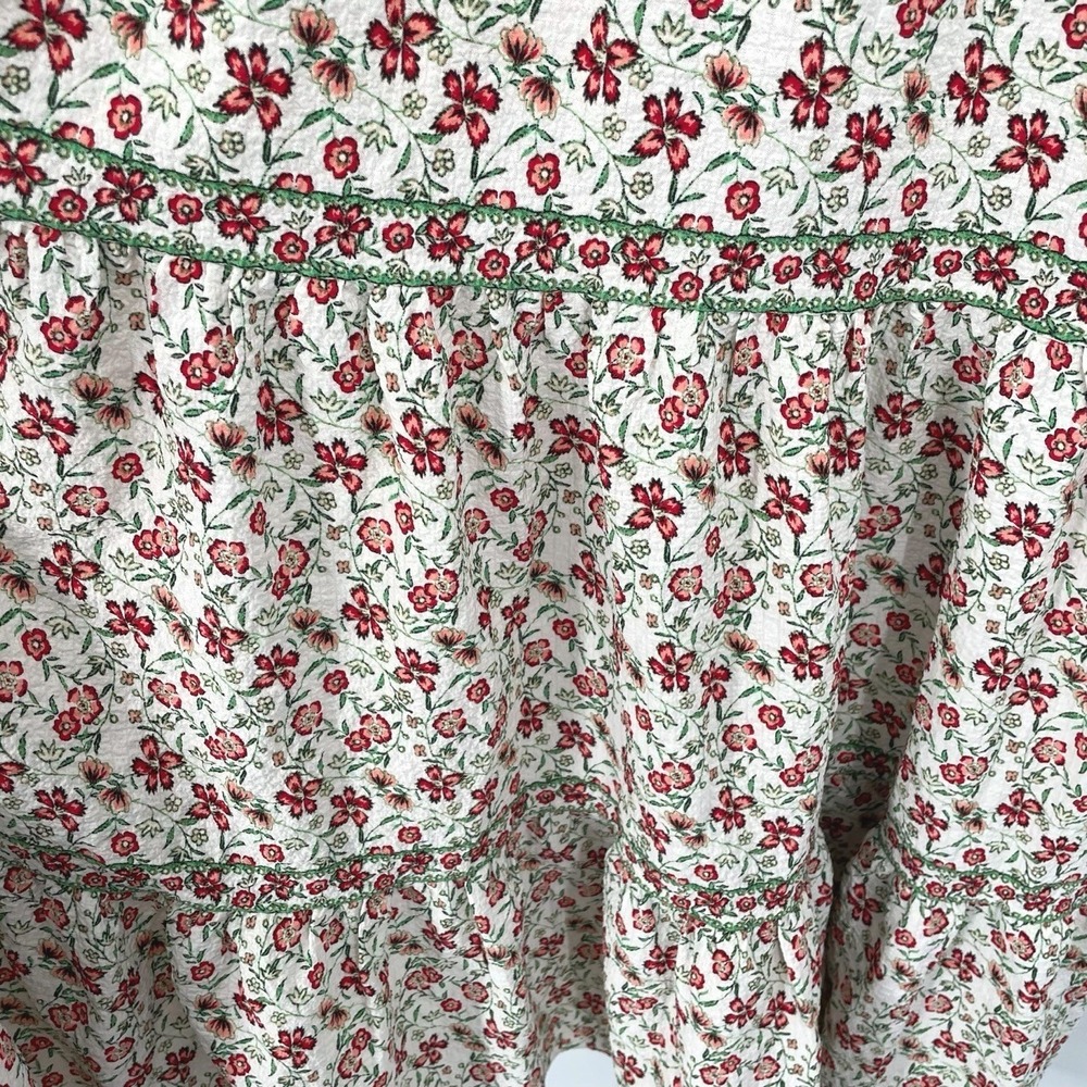 NEW Max Studio Small Floral Maxi Dress Smocked Waist Ruffle Sleeve Cottagecore - Picture 7 of 12